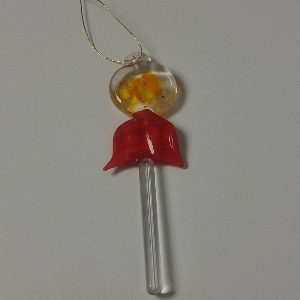 Vintage Hand Blown Glass Lollipop Ornament Art Glass Candy Christmas Decor